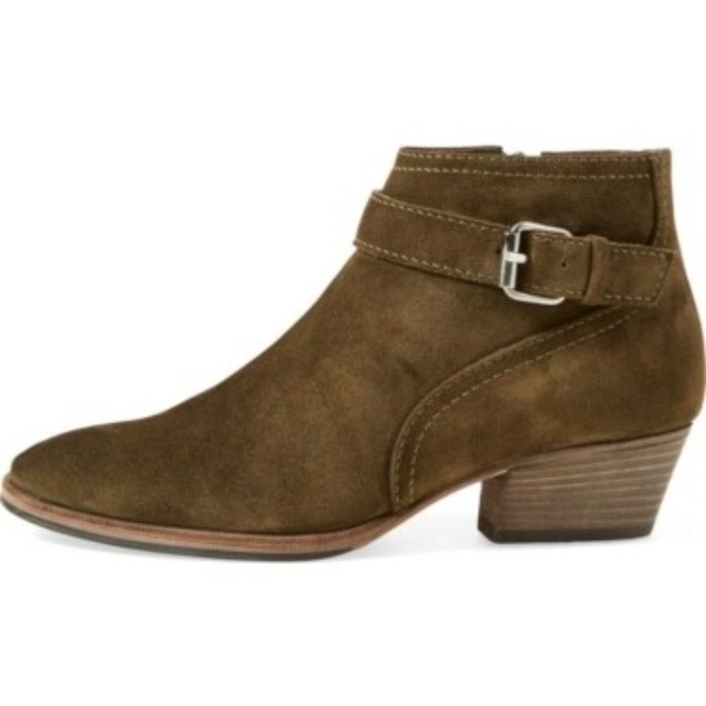 Aquatalia Fanny Weatherproof Brown Suede Ankle Boots Size 9 Zipper Close